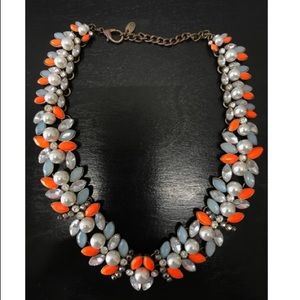 Coral statement necklace with pearls